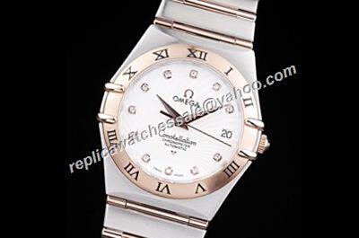 Omega Constellation Lady 123.20.24.60.55.008 Champagne Gold Bezel 2-Tone Bracelet Watch