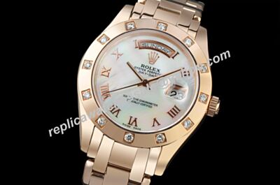Rolex 36MM Swiss Automatic Pearlmaster Day-Date  Prix Pink mop Face Watch LLS164